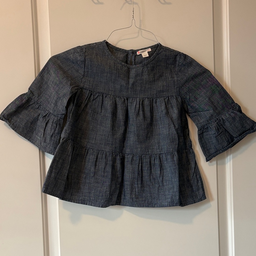 Girls Chambray Bell Sleeve Top